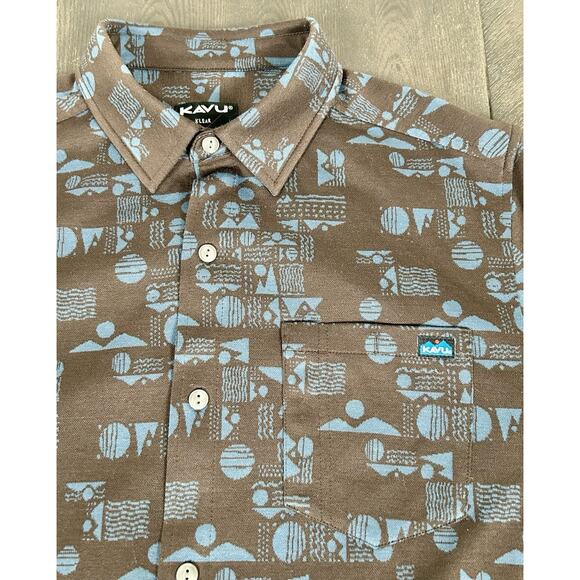 KAVU Men Narwhal Shirt L All Over Print Long Sleeve Button Up Mountain Scene - Picture 5 of 11